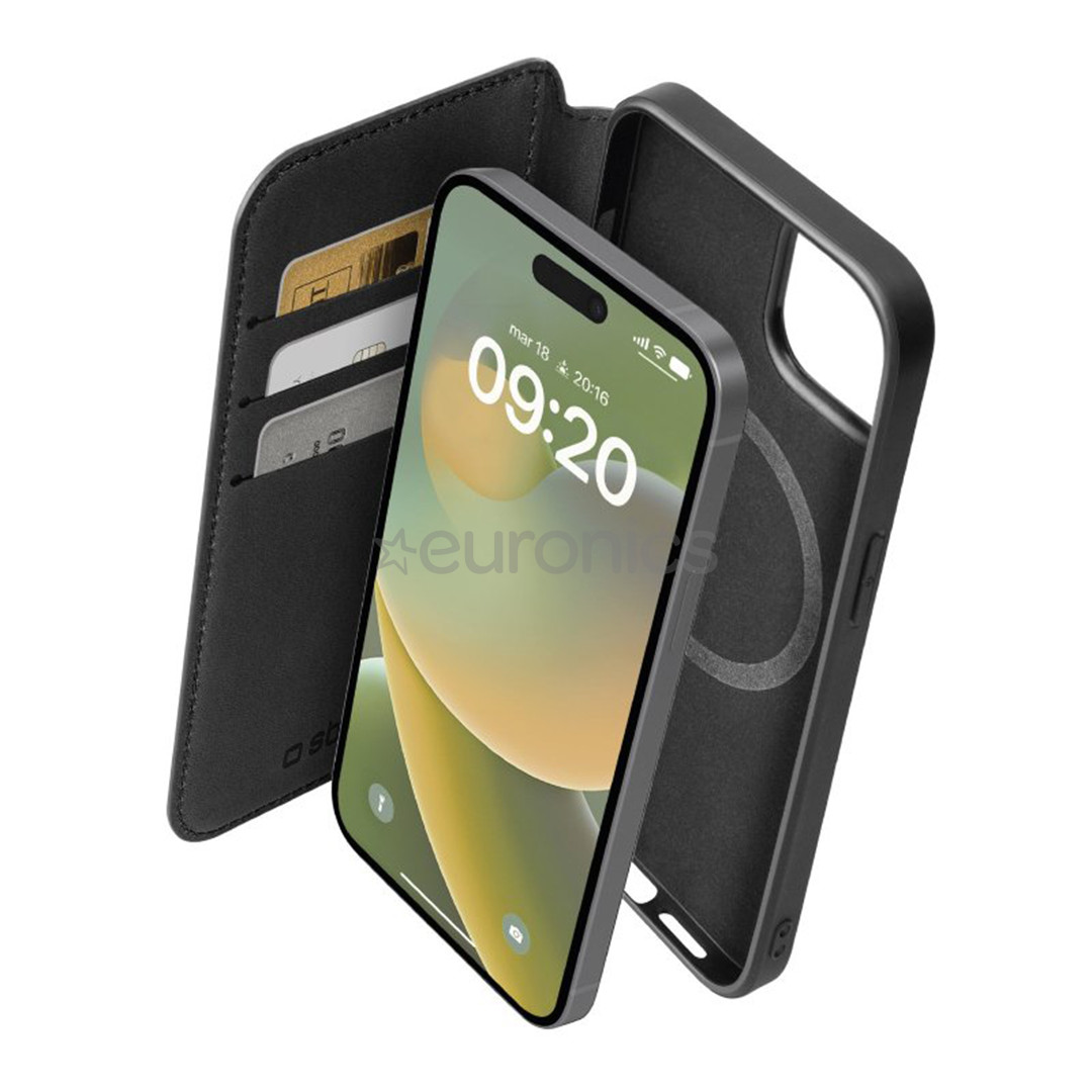 SBS Wallet Mag Case, iPhone 15 Plus, must - Nutitelefoni ümbris
