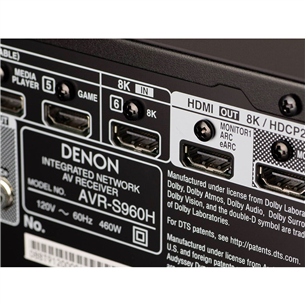Denon AVR-S960H, 7.2-канальный, 8K, HEOS, черный - Ресивер