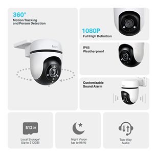 TP-Link Tapo C500, 1080p, 360°, WiFi, белый/черный - Уличная камера видеонаблюдения