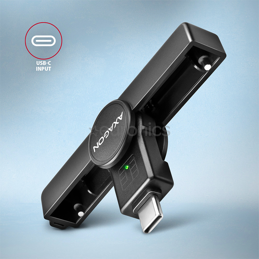 AXAGON CRE-SMPC, USB-C, black - Smart card reader
