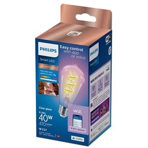 Philips WiZ LED Smart Bulb, 40 Вт, E27, RGB - Умная лампа