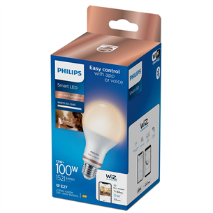 Philips WiZ LED Smart Bulb, 100 Вт, E27, белый - Умная лампа