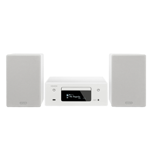 Denon CEOL N10 Receiver, Denon N10 Shelf Speakers, white - Music centre RCDN10WTE2+SCN10WTEM