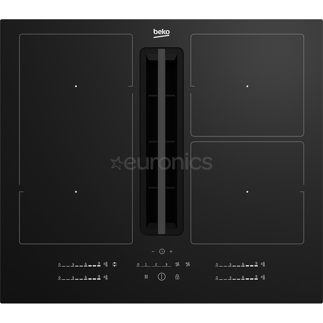 Beko, width 60 cm, black - Built-in induction hob with cooker hood
