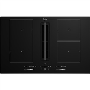 Beko, ширина 80 см, черный - Интегрируемая индукционная варочная панель с вытяжкой