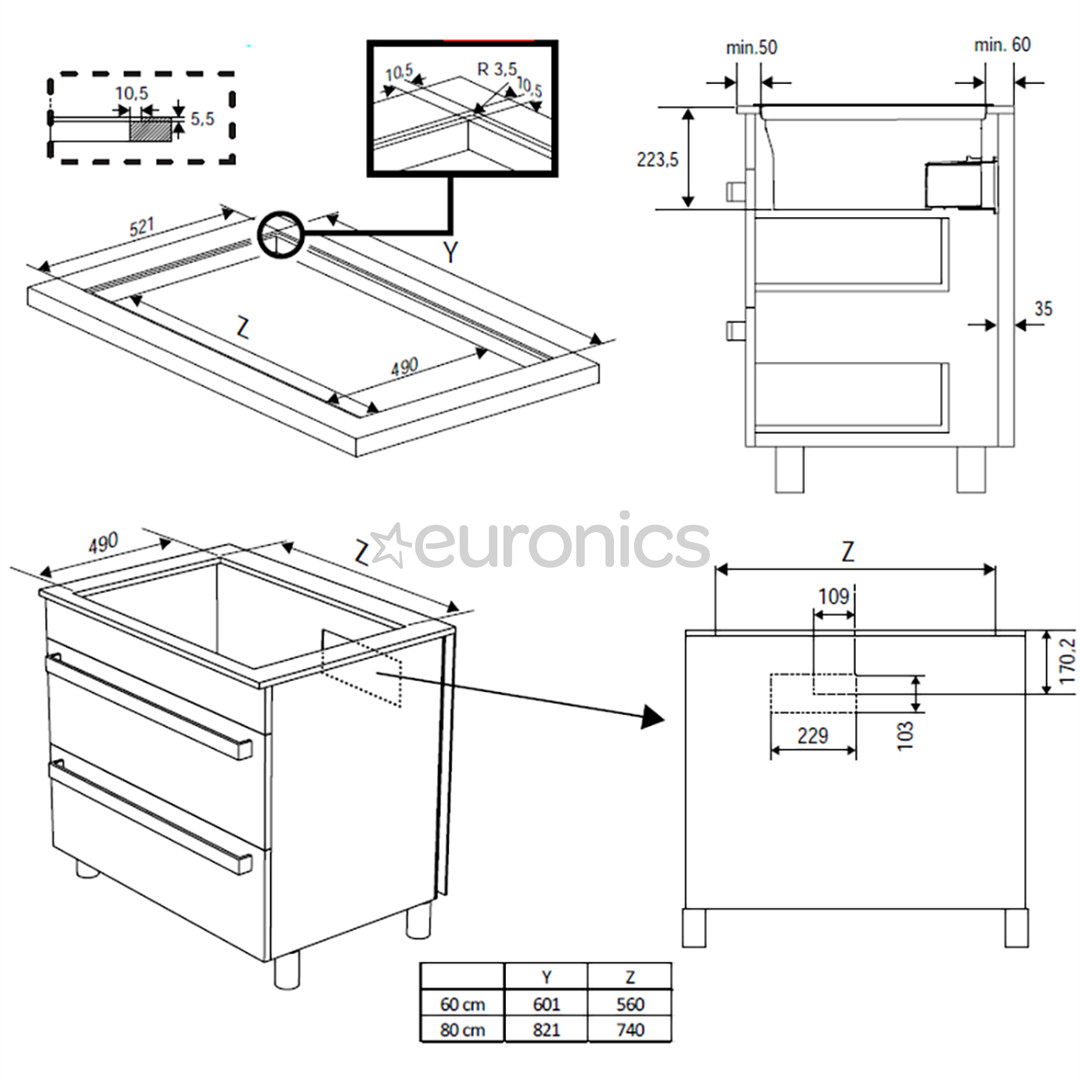 Beko, width 60 cm, black - Built-in induction hob with cooker hood