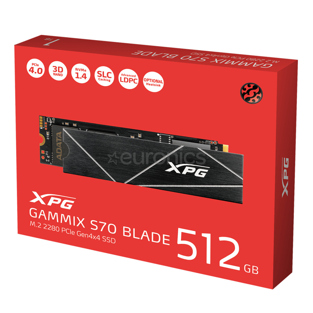 Adata XPG Gammix S70 Blade, 512 GB, M.2 PCIe Gen4, must - SSD