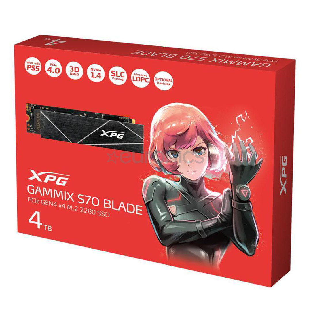 Adata XPG Gammix S70 Blade, 4 ТБ, M.2 PCIe Gen4, черный - SSD