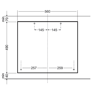 Hansa, laius 59 cm, must - Integreeritav gaasipliidiplaat