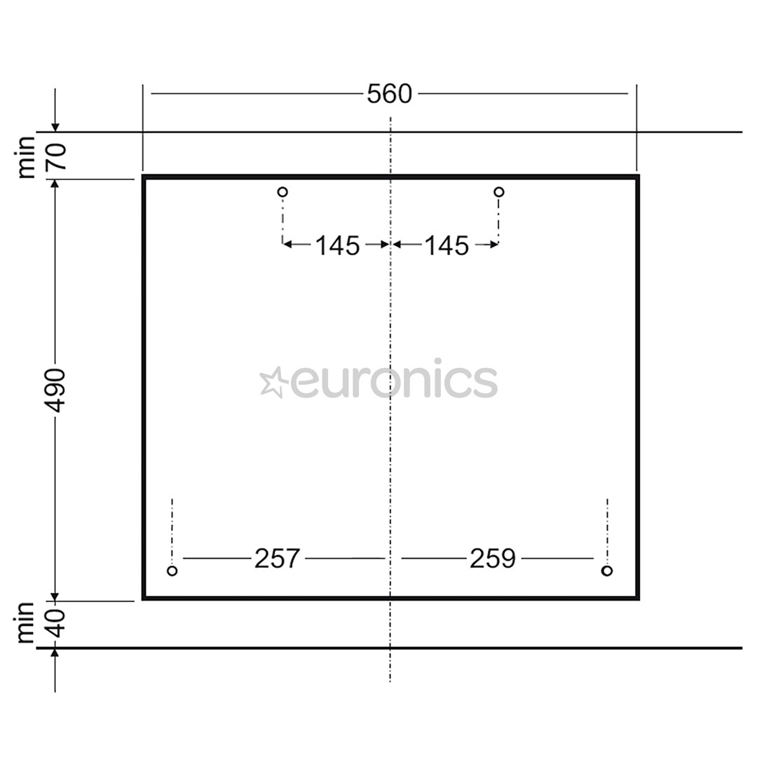 Hansa, laius 59 cm, must - Integreeritav gaasipliidiplaat