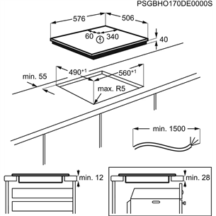 Electrolux, Stop+go, laius 57,6 cm, terasraamiga, must - Integreeritav keraamiline pliidiplaat