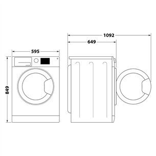 Whirlpool, Heat pump, 8 kg, depth 64,9 cm - Clothes dryer