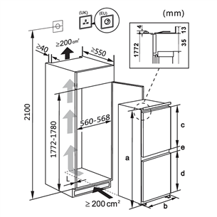 Hisense, 246 L, height 178 cm - Built-in Refrigerator