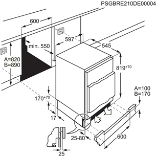 AEG, 134 L, height 82 cm - Built-in Cooler