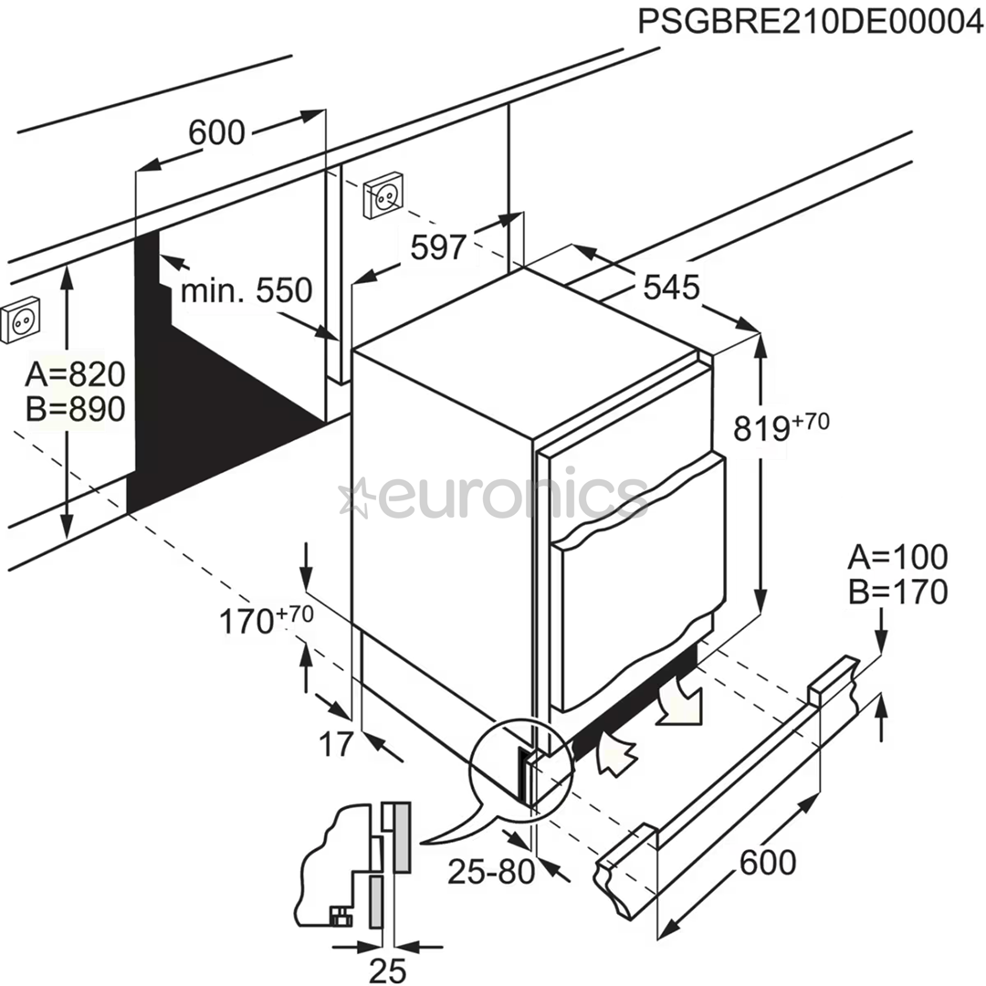 AEG, 134 L, height 82 cm - Built-in Cooler