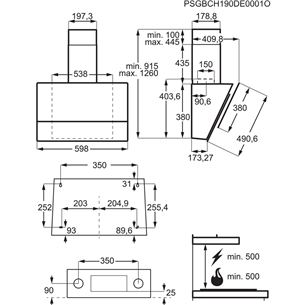 Electrolux, 600 m³/h, laius 59,8 cm, must - Õhupuhasti