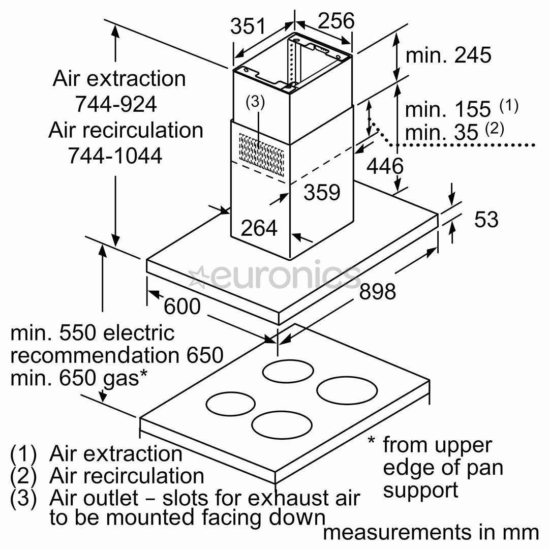 Bosch, 754 m³/h, width 89.8 cm, inox - Island Cooker Hood