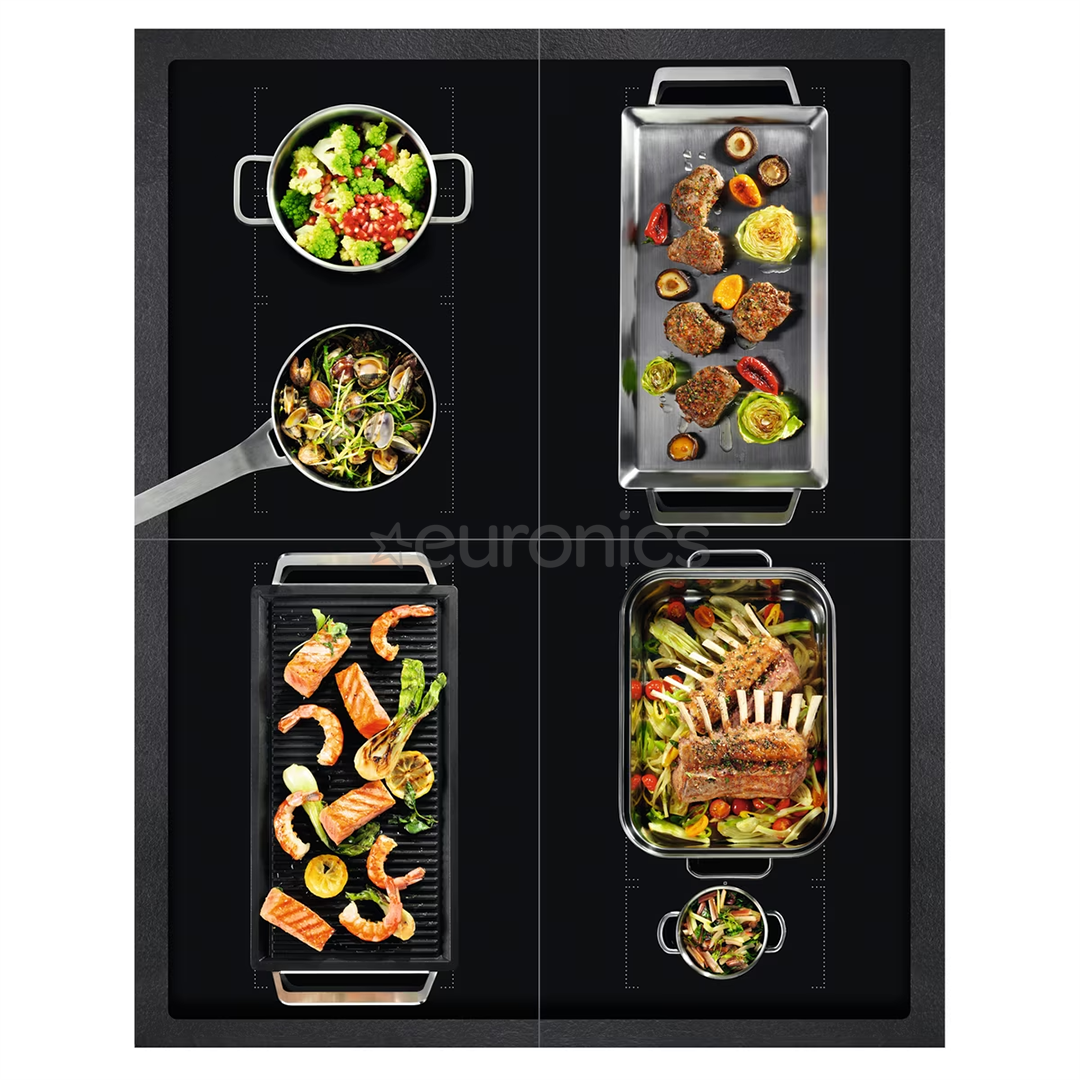 AEG 6000 FlexiBridge, width 76.6 cm, steel frame, black - Built-in Induction Hob