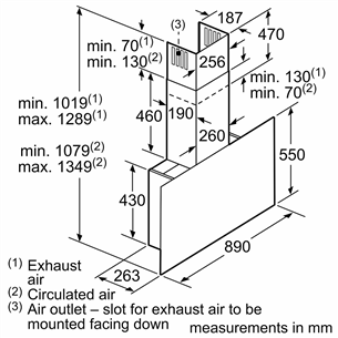 Bosch, 527 m³/h, laius 89 cm, must/roostevaba teras - Õhupuhasti