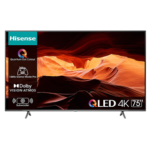 Hisense E7PRO, 75'', Ultra HD, LED LCD, black - TV 75E7KQPRO