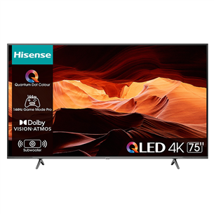 Hisense E7PRO, 75'', Ultra HD, LED LCD, must - Teler