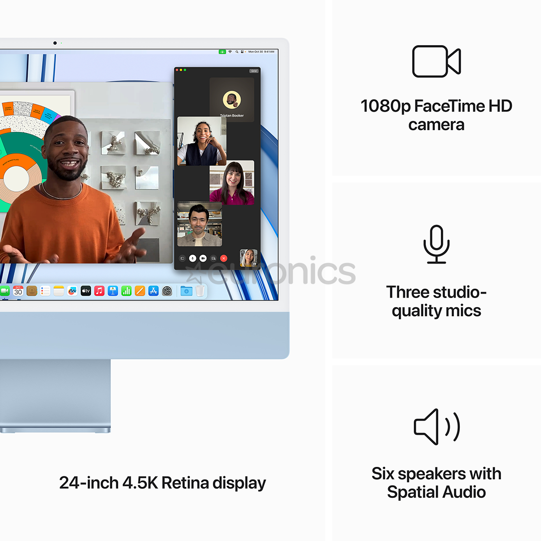 Apple iMac 24" (2023), M3 8C/10C, 8 ГБ, 512 ГБ, Touch ID, SWE, синий - Настольный компьютер "все в одном"