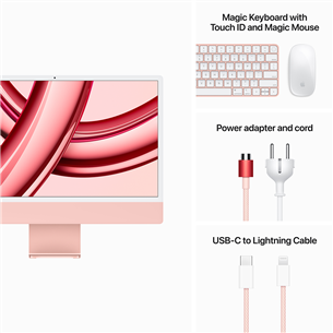 Apple iMac 24" (2023), M3 8C/10C, 8 GB, 256 GB, Touch ID, ENG, roosa - Kõik-ühes lauaarvuti