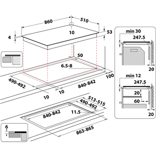 Whirlpool, laius 86 cm, must - Integreeritav induktsioonpliidiplaat