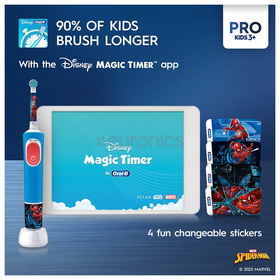 Braun Oral-B Vitality PRO Kids, Spiderman - Elektriline hambahari + vutlar