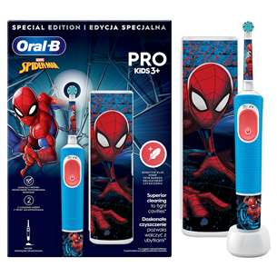 Braun Oral-B Vitality PRO Kids, Spiderman - Electric toothbrush + travel case D103SPIDERMAN.TC