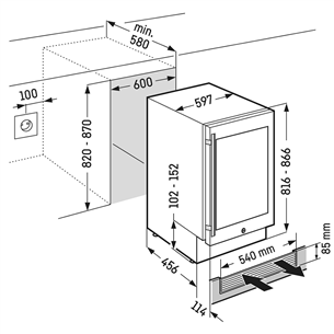 Liebherr, 34 pudelit, kõrgus 82 cm, hõbedane - Integreeritav veinikülmik