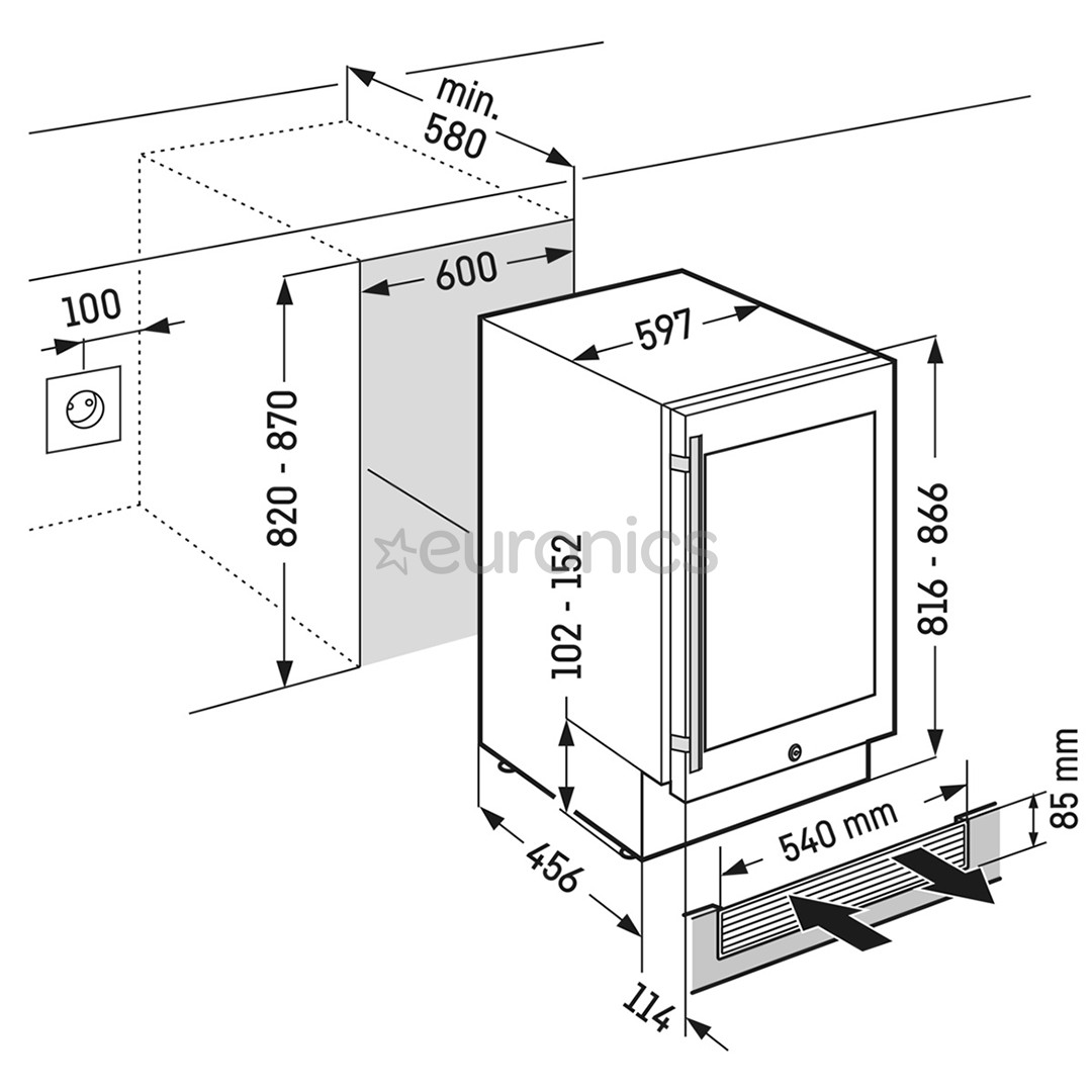 Liebherr, 34 bottles, height 82 cm, silver - Built-in Wine Cabinet