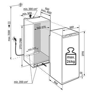 Liebherr, ice maker, 213 L, height 177 cm - Built-in Freezer