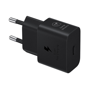 Samsung, USB-C, 25 W, must - Vooluadapter ja USB-C kaabel