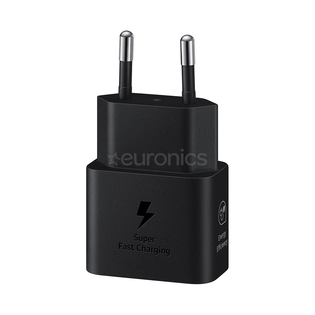 Samsung, USB-C, 25 W, must - Vooluadapter ja USB-C kaabel
