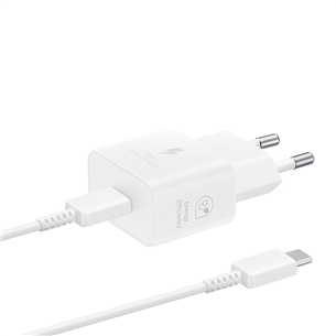 Samsung, USB-C, 25 W, valge - Vooluadapter ja USB-C kaabel