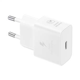 Samsung, USB-C, 25 W, white - Power adapter and USB-C cable