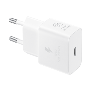 Samsung, USB-C, 25 W, valge - Vooluadapter ja USB-C kaabel