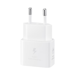 Samsung, USB-C, 25 W, white - Power adapter and USB-C cable