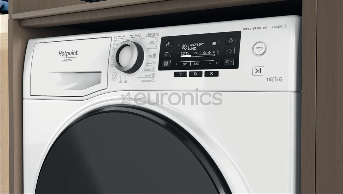 Hotpoint Ariston, 11 kg / 7 kg, depth 60,5 cm, 1600 rpm Washerdryer
