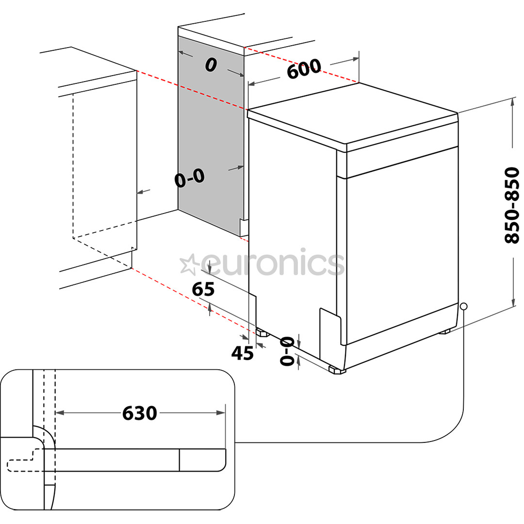 Whirlpool, 15 комплектов посуды, ширина 60 см, белый - Отдельностоящая посудомоечная машина