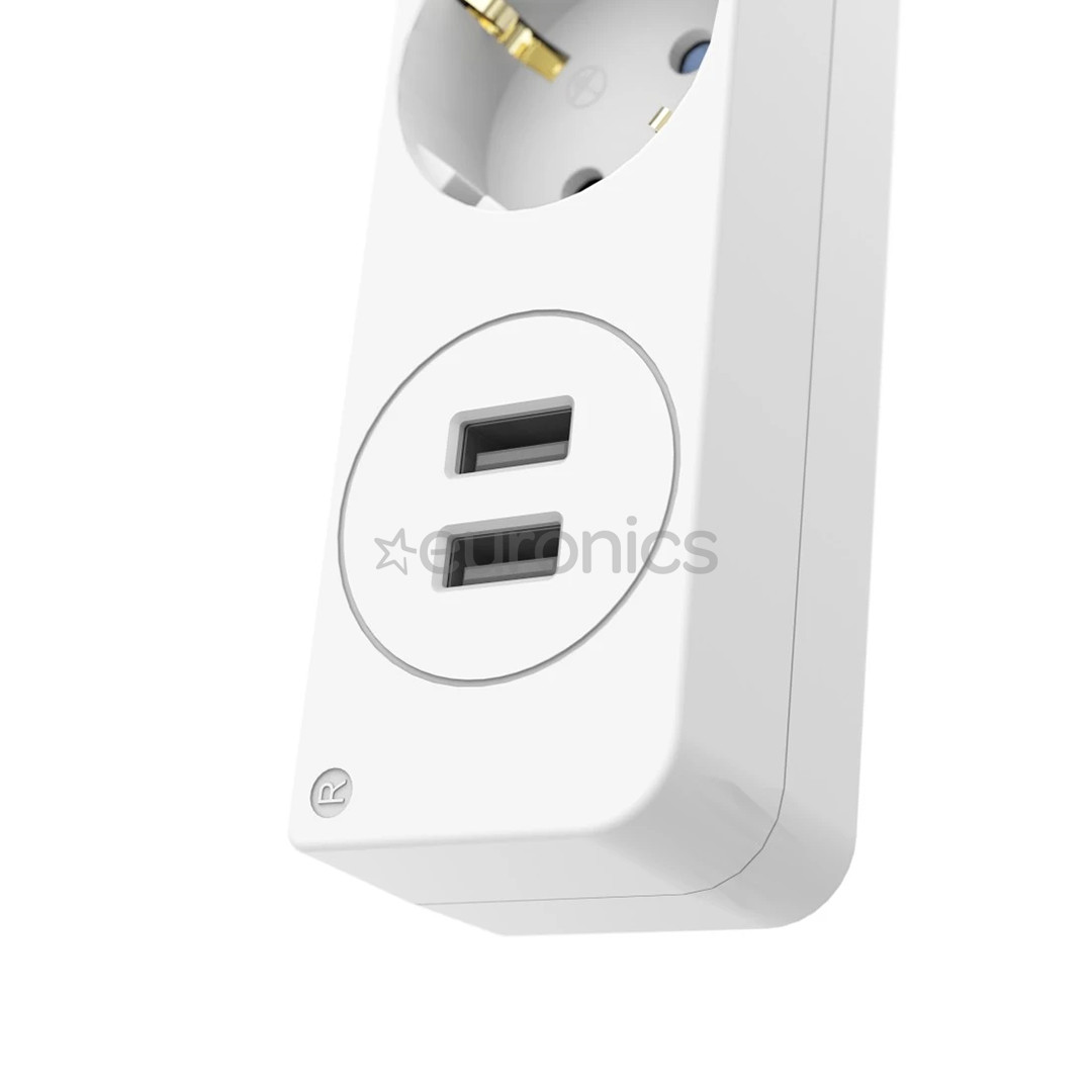Hama Power Strip, 5-pesa, 2x USB-A, 17 W, 1.4 m, valge - Pikendusjuhe