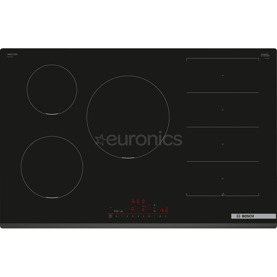 Bosch Series 6, width 80 cm, frameless, black - Built-in induction hob