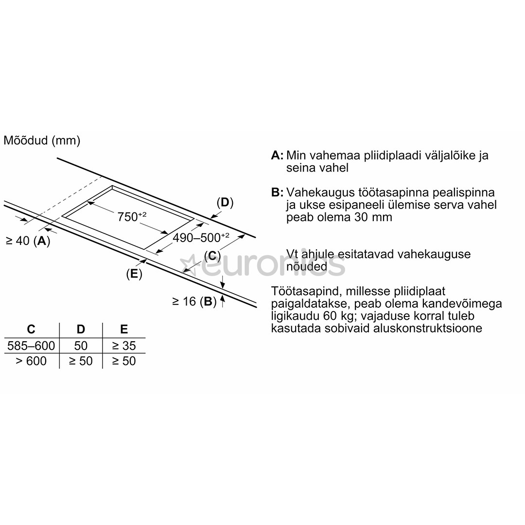 Bosch Series 6, width 80 cm, frameless, black - Built-in induction hob
