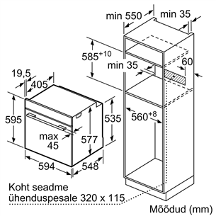 Bosch, Series 8, пиролитическая очистка, 71 л, черный - Интегрируемый духовой шкаф