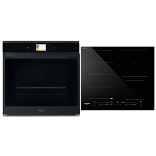Whirlpool, pyrolytic cleaning, 73 L, black - Built-in Oven + Built-in induction hob W9OM24S1PB+WFS5060CP