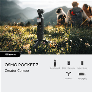 DJI Osmo Pocket 3 Creator Combo, käsistatiiv, must - Kaamera
