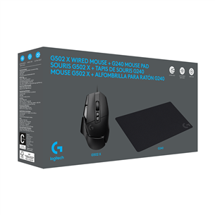 Logitech G502 X + G240, black - Mouse and mousepad, 991-000489