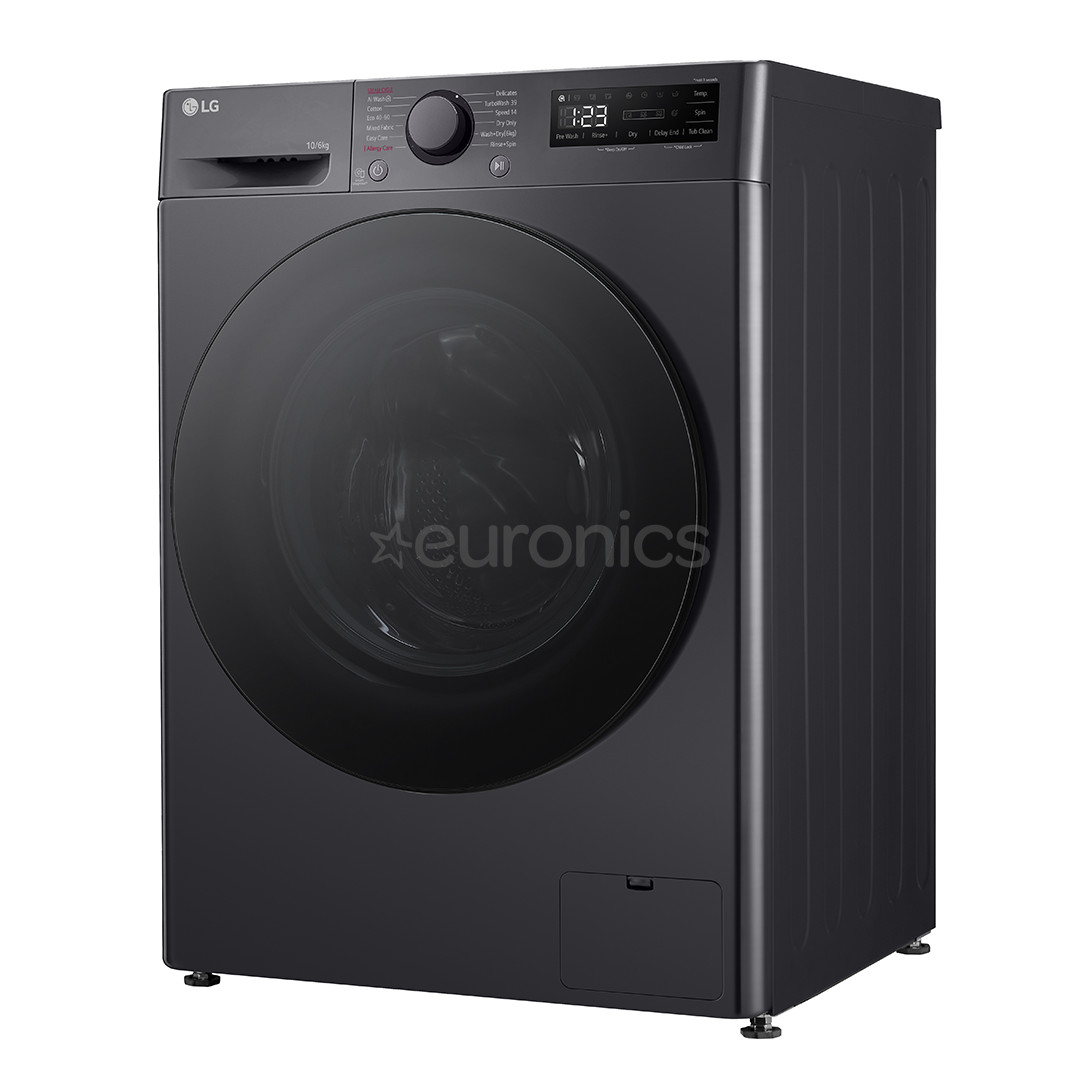 LG, 10 kg / 6 kg, depth 56,5 cm, 1400 rpm, black - Washer-dryer combo