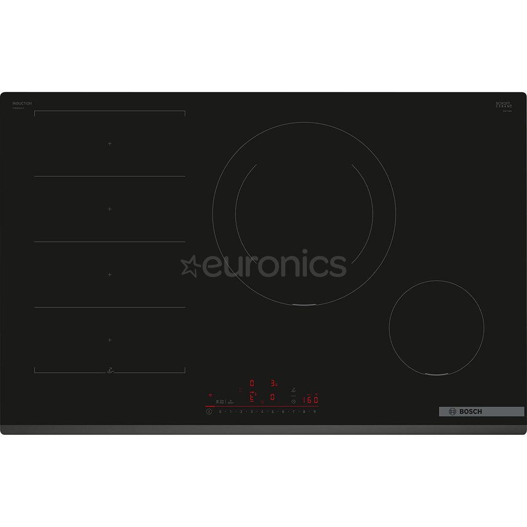 Bosch Seeria 6, laius 80,2 cm, raamita, must - Integreeritav induktsioonpliidiplaat
